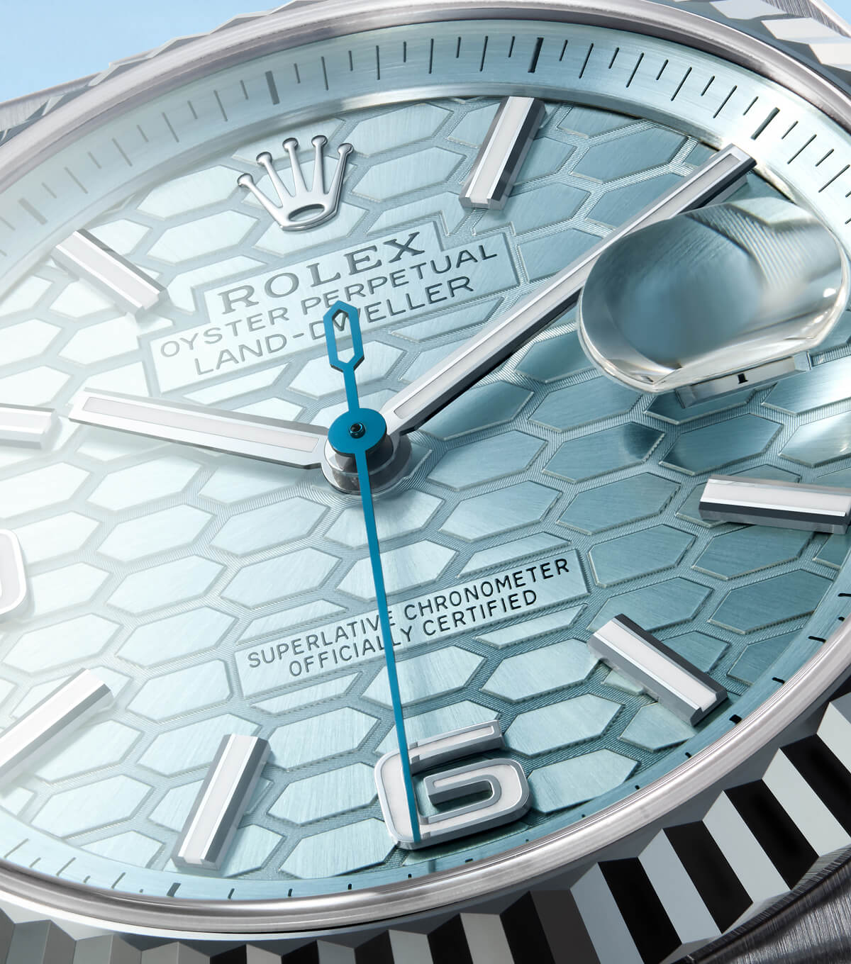 rolex new watches 2025 the land dweller dial with honeycomb motif m127336 0001 2501fj 004 portrait