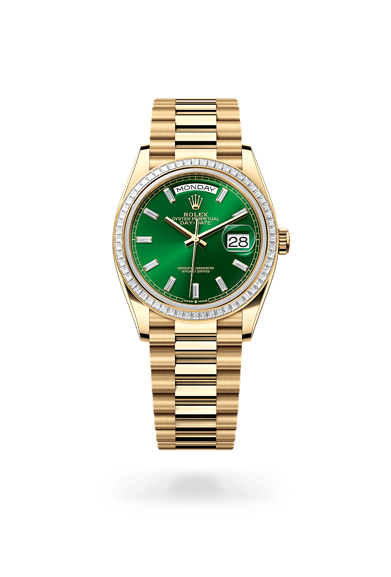 Green dial day date best sale