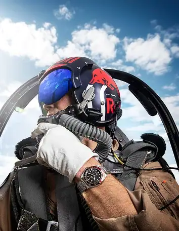 Pilot wearing a Tudor watch in an aircraft cockpit - Washington Watches